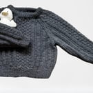 Hand Knitted Grey Cable Pattern Jumper To Fit Age 1 - 2 years