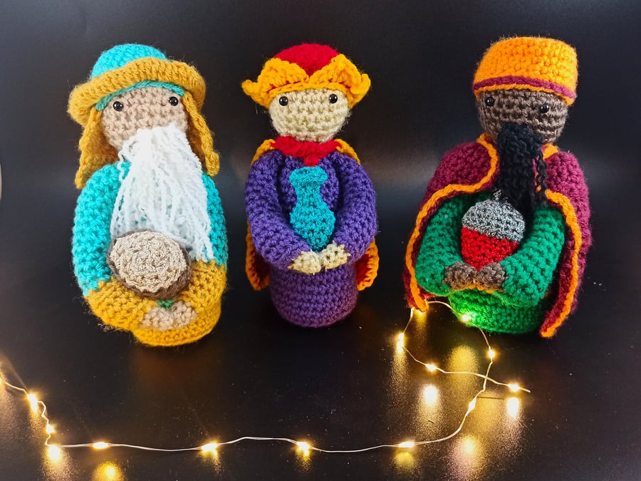 Crochet Nativity Set: Handmade Three Wise Men Christmas Decor