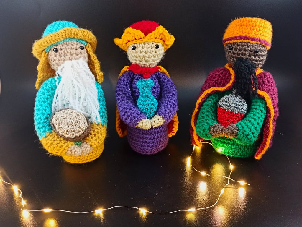 Crochet Nativity Set: Handmade Three Wise Men Christmas Decor