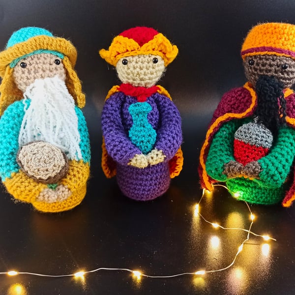 Crochet Nativity Set: Handmade Three Wise Men Christmas Decor