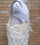 Large cream and white tote bag.  - Image 3