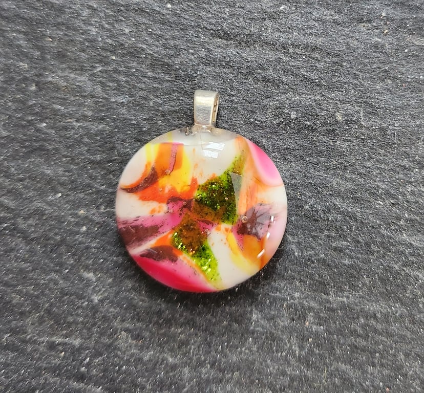 Glass pendant with sterling silver chain