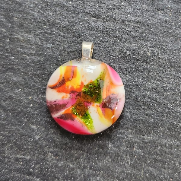 Glass pendant with sterling silver chain