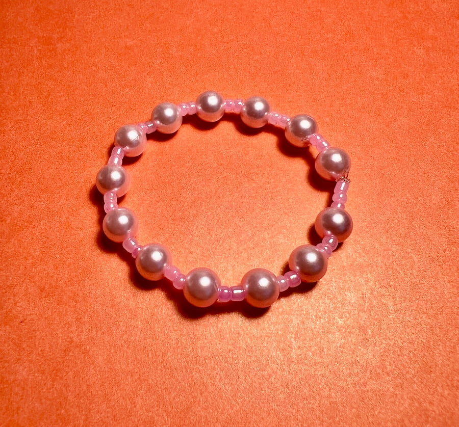 Metallic Pink Beaded Bracelet 