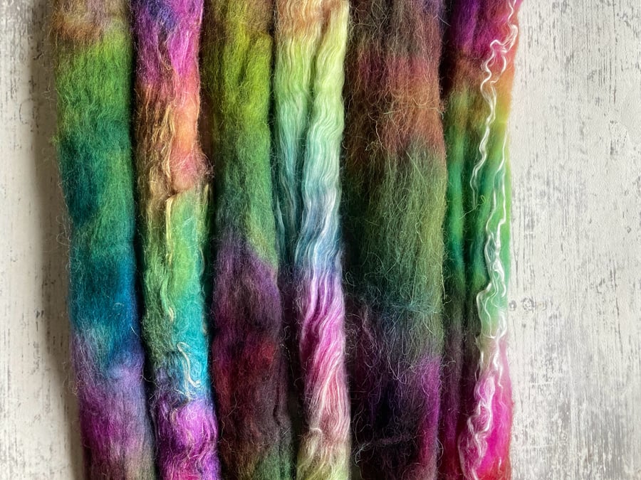 Faery fluff spinning felting fibre pack Forest mixed fibres 75g