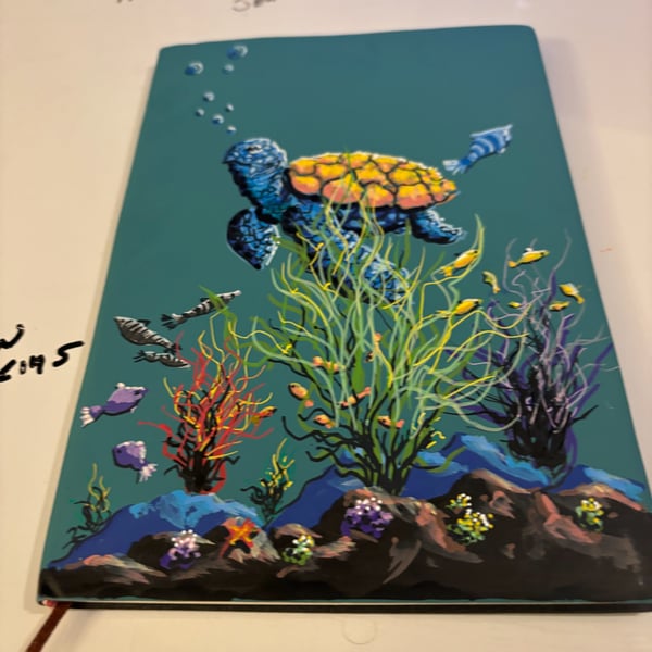 A hand painted and sealed faux leather Journal by Andrew Jenkins 