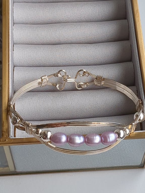 Pink Pearl in sterling silver bracelet 