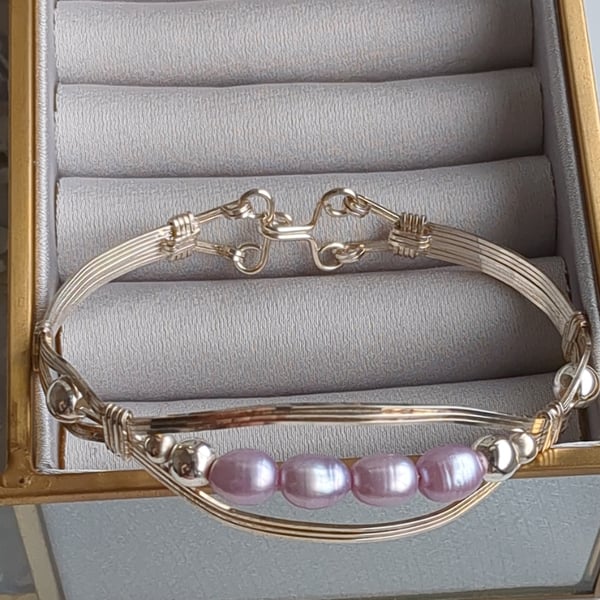 Pink Pearl in sterling silver bracelet 
