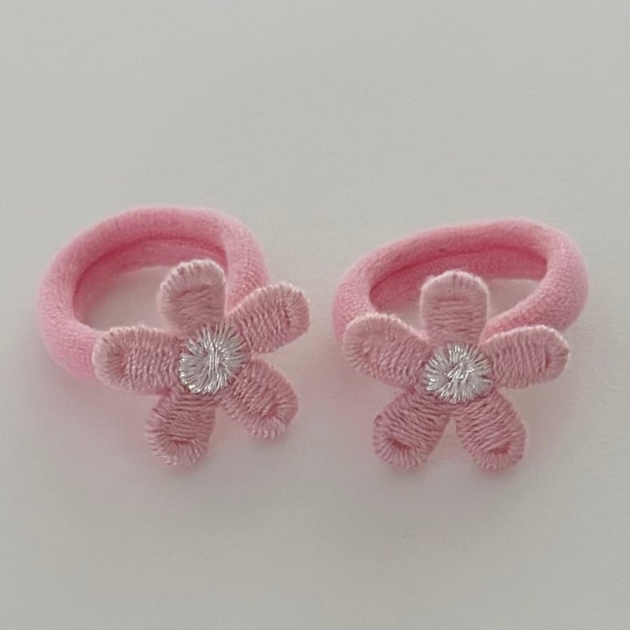 Mini Pink sparkle flower Hair bobbles 