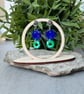 Blue Mirror And Green Turquoise Earrings