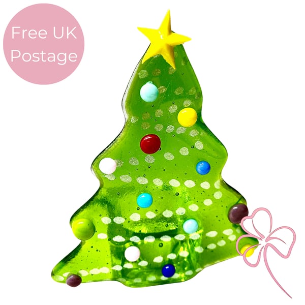 Fused Glass Christmas Tree Candle Holder