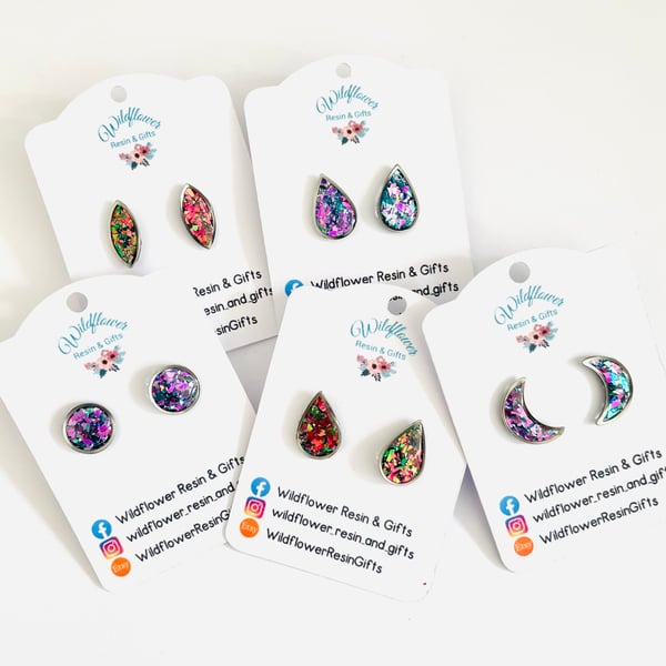 Sparkly stud earrings, crystal jewellery, chameleon colour change earrings 
