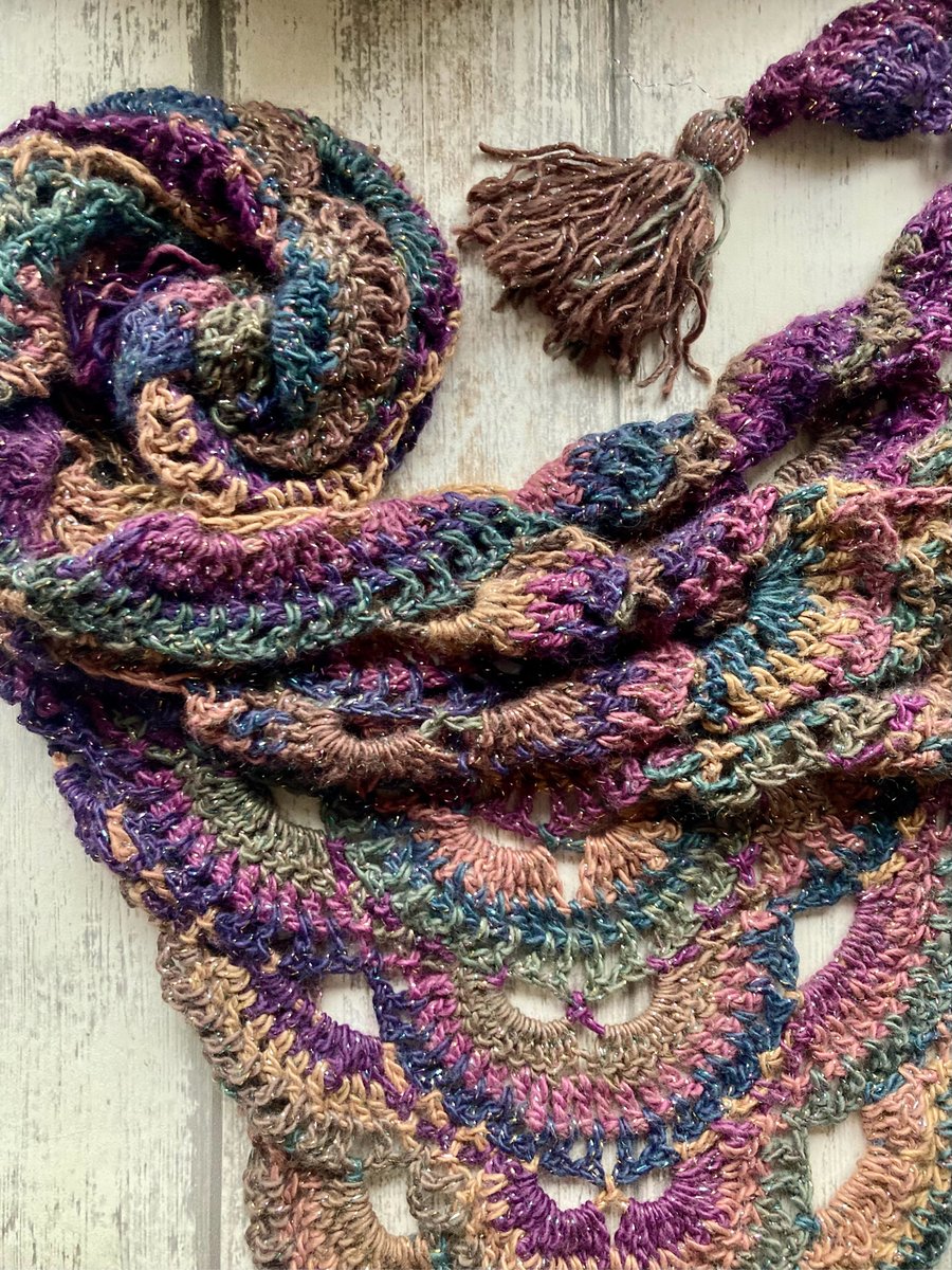 Crochet lace scarf shawl Winter starry skies