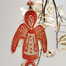 Ceramic Angel decoration in red - Christmas decoration