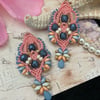 Beautiful Delicate Macrame Beaded Earrings, lace, boho, chic, classy
