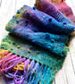 Hand dyed, spun and woven scarf Autumn Rainbow - Image 1