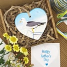Seagull Ceramic Heart – Father's Day, Seaside Decoration, Customisable