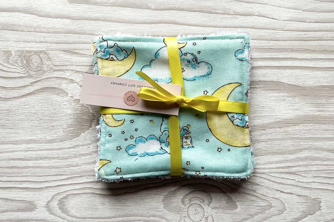 Reusable Baby Wipes, Face Cloths, Washable Wipes, Eco Friendly, Bears-BD91