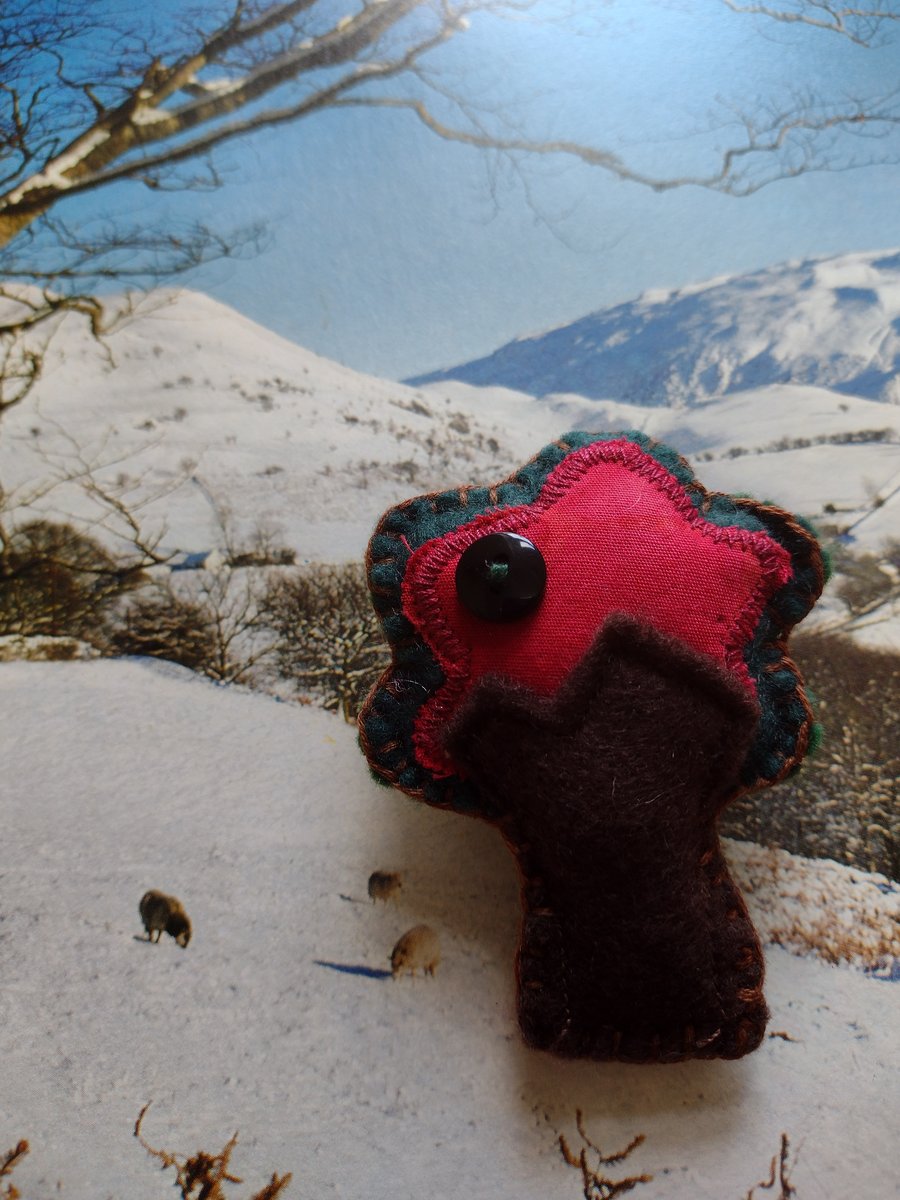 Felt and fabric Tree brooch