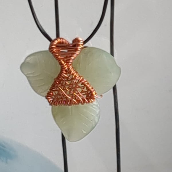 New Jade and woven copper wire pendant 