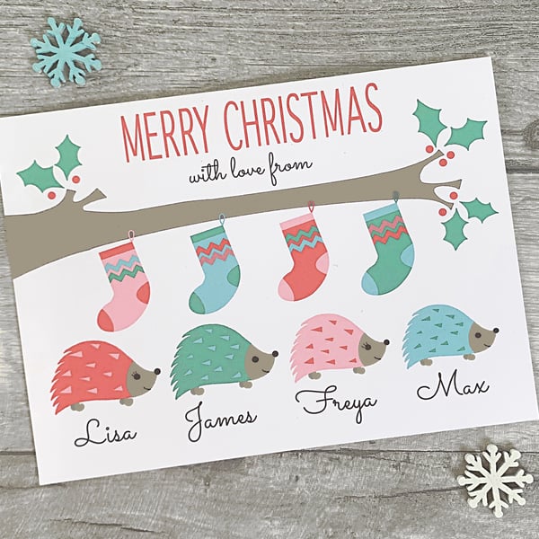 Personalised Hedgehog Christmas Card Pack