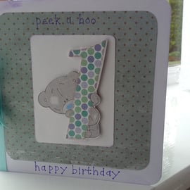 Peek a Boo child's first birthday card