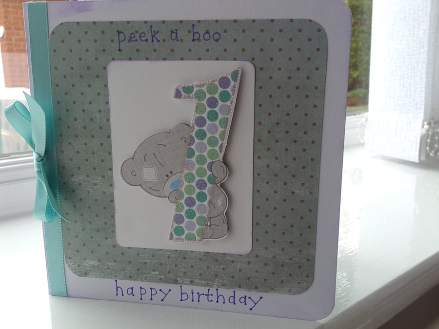 Peek a Boo child's first birthday card
