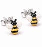 Bee Stud Earrings – Handmade Clay Gold Stripe Sterling Silver Posts