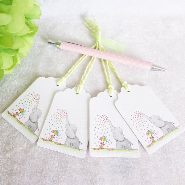 Rainbow Rain ‘Ellie’ Elephant Gift Tags - set of 4 tags