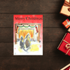 Christmas card, dog, cat, fire, handmade, home made, - DOG CAT