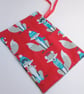 Christmas Gift Bag - Festive Foxes reusable fabric mini sack - Image 4