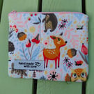 Quilted Woodland Animals Coin Purse with Pink zip
