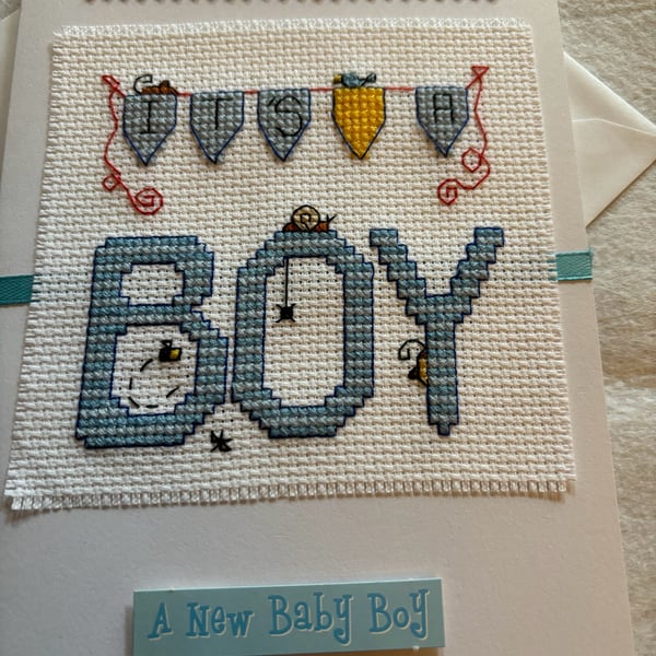 Cross stitched it’s a boy card 