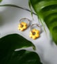 Yellow Sunrise Flower Hoop Earrings - Image 4