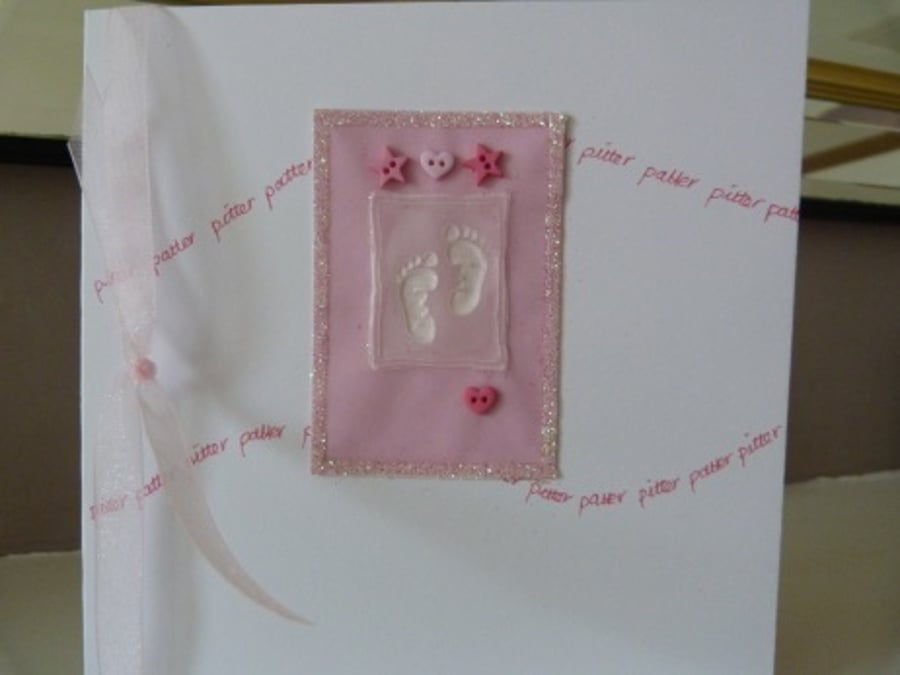 Pitter Patter of Tiny Feet New Baby Girl Card