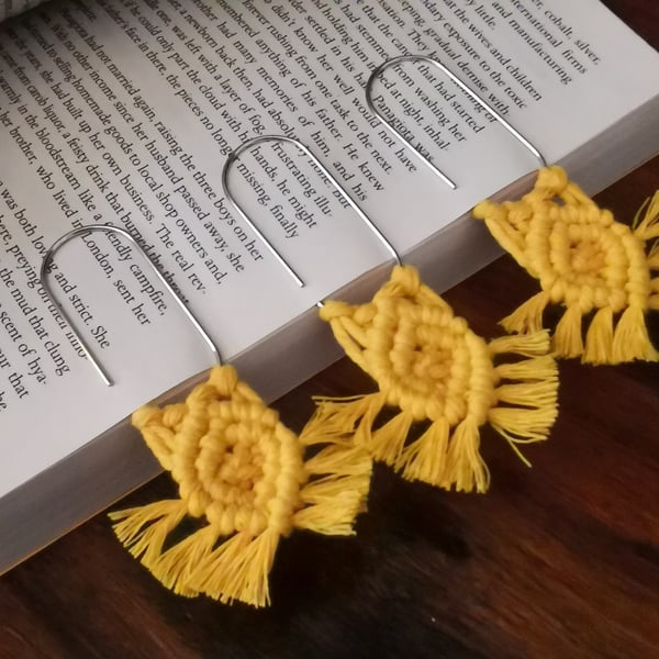 Macrame mini paperclip bookmarks, handmade journal or diary tags, set of 3