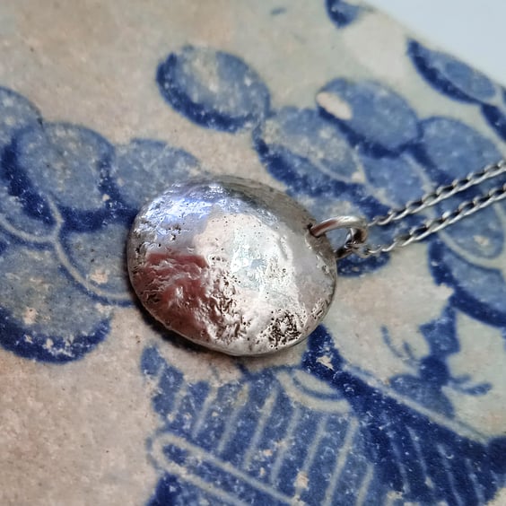 Reticulated Sterling Silver Pendant Necklace (NKSSPDRT3) - UK Free Post