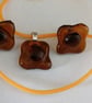Fused Glass Flowers Pendant  and Stud Earrings - Image 1