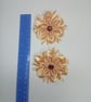 Gold Satin Ribbon Flower Hair Ties, Set of 2, Champagne Flower - Image 5