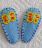 Pair of Blue Felt Embroidered Butterfly Hair Clips - Image 1