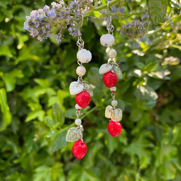 Betsy - Strawberry Plant Earrings 