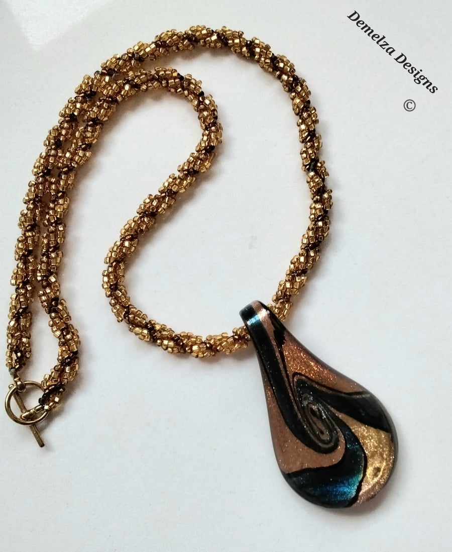 Murano Glass, Handmade Seed Bead Necklace 'ONE OFF'  Charity Donation 
