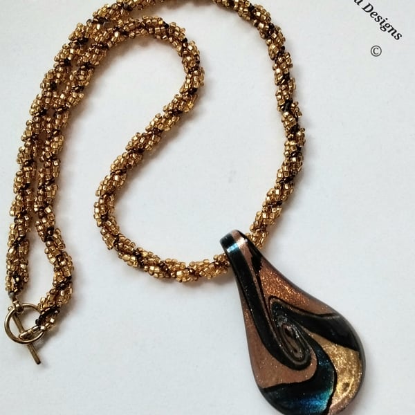 Murano Glass, Handmade Seed Bead Necklace 'ONE OFF'