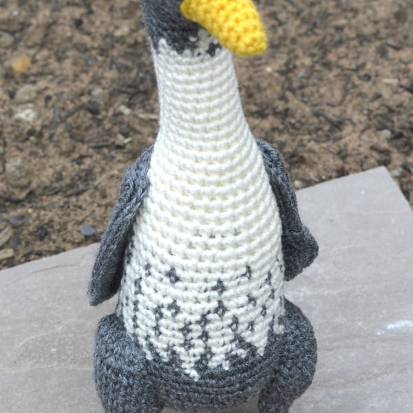 Runner Duck Grey & White Crochet Plushie