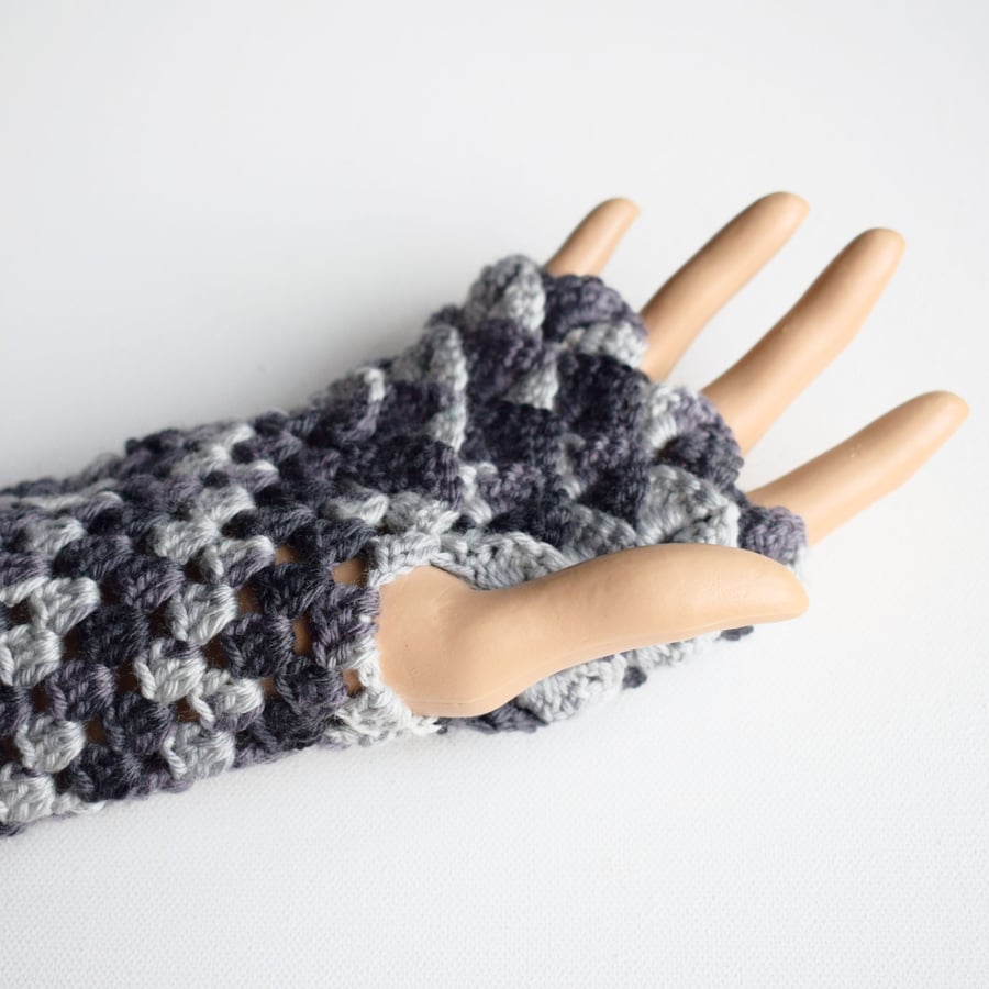 Shades of Grey Merino Wool Fingerless Mitts or Gloves