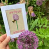 Bee and allium birthday card.