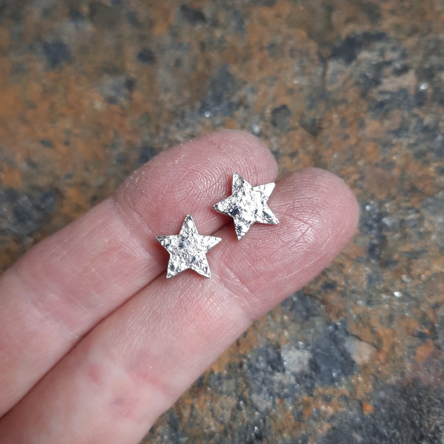 Sparkly Silver Star Studs
