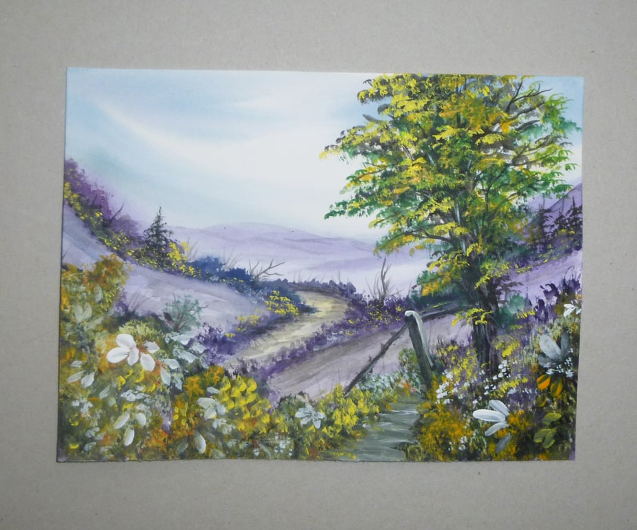 original art watercolour landscape painting ( ref F 818 A3 )