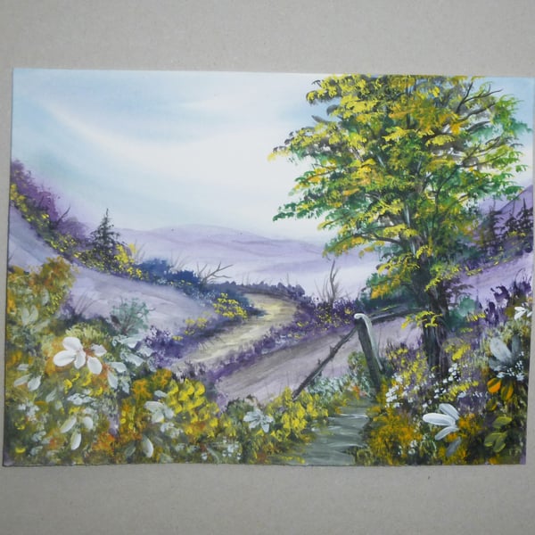 original art watercolour landscape painting ( ref F 818 A3 )