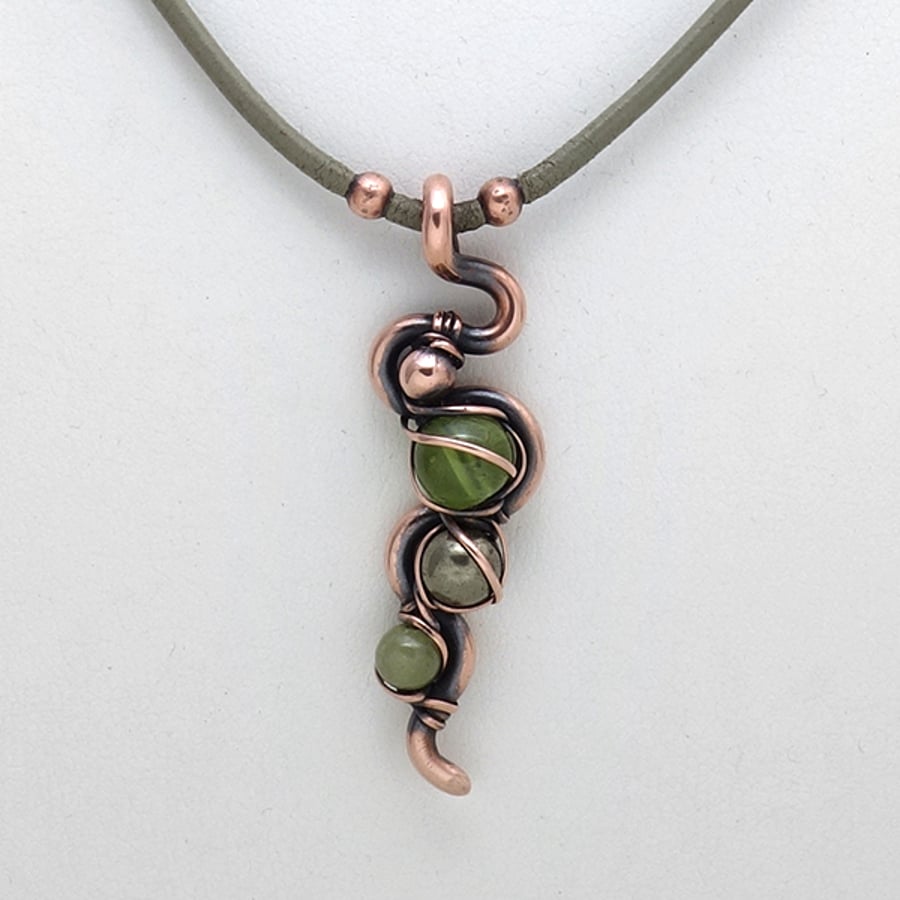 Peridot Aventurine Pyrite Pendant (JNPBC 0010)